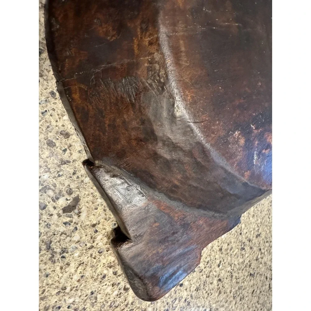 Primitive Parat Chapati Wooden Dough Kneading Bowl Hand Carved Rustic